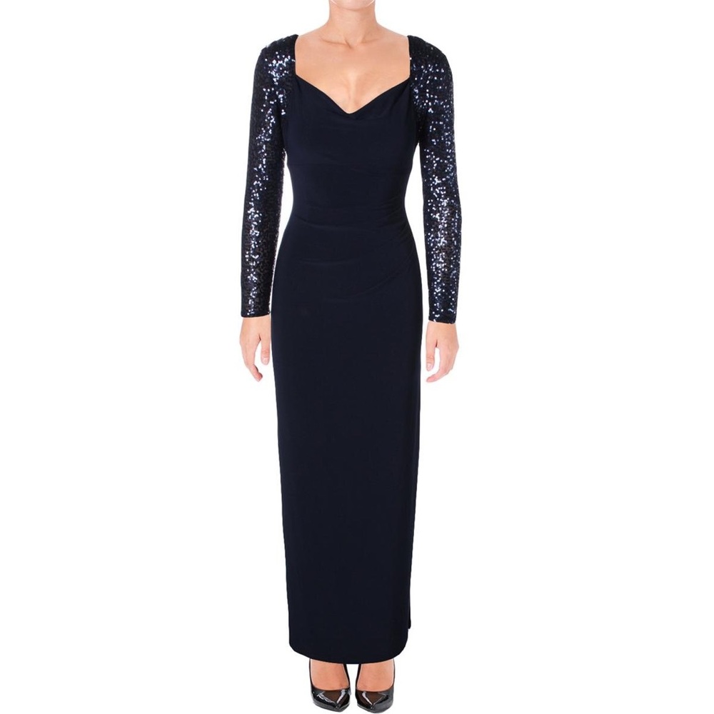 Ralph Lauren navy dress sequin sleeves